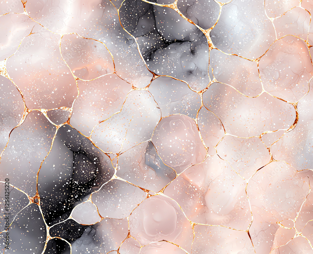 Aufkleber abstract background with liquid marble texture featuring soft colors and golden accents, creating se