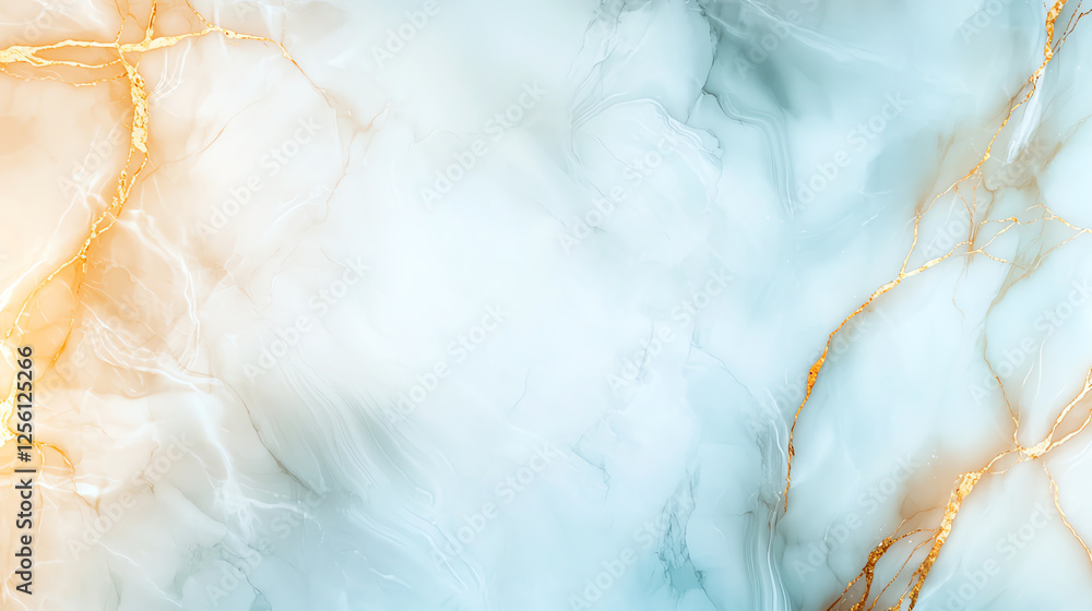Poster abstract background with liquid marble texture featuring soft blue and gold veins. this elegant desi