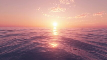 Obraz premium Serene Sunset Over Calm Ocean Waves Reflecting Soft Pink Hue