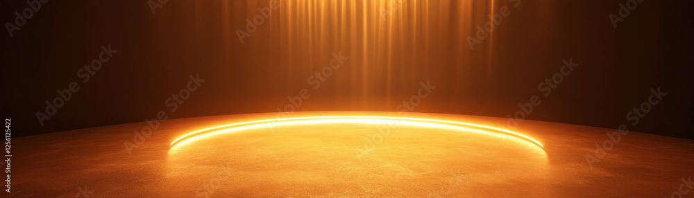 Poster bright circular highlight in an empty room with overhead light