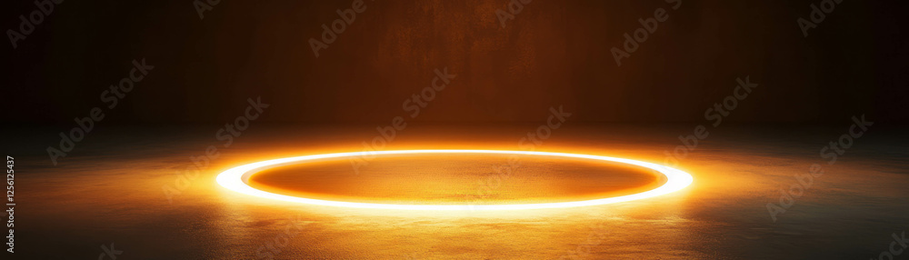 Poster bright circular highlight in empty room creating a unique atmosphere of light