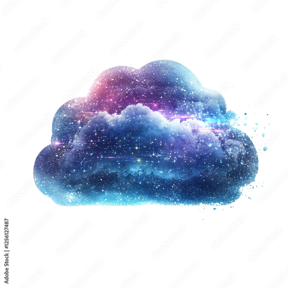 Poster nebula cloudscape, a celestial formation of light and color on black backdrop