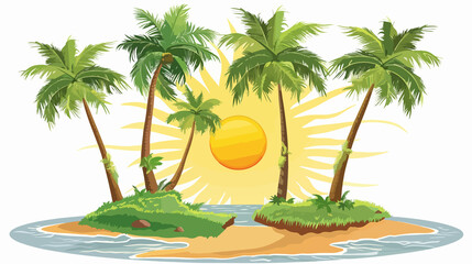 Fototapeta premium Serenity of Tropical Island with Palm Tree - Ideal for Relaxation and Vacation Concepts