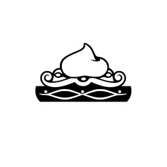 Minimalist illustration of a tiara with a cloud-like topping within a circle on a white background.