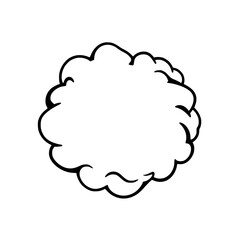 A cloud-like form with thick black outlines, presenting a clean, graphic aesthetic.