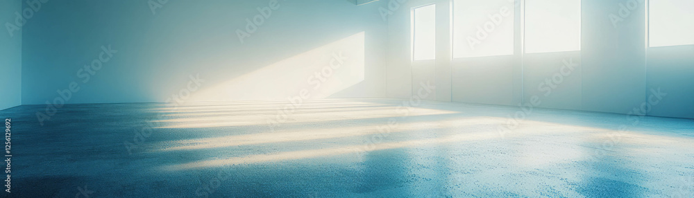 Poster bright and inviting empty room with soft ambient lighting and concrete floor