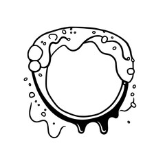 Illustration of a stylized circle, with stylized drips and bubbles, with a clean aesthetic.