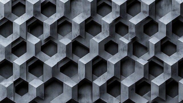 Grey concrete hexagon pattern wall