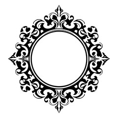 A circular, detailed pattern frame, with a void, the frame is a vector'd vector-analysis representation, digital, vector-