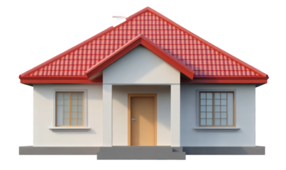 A small house with a red roof