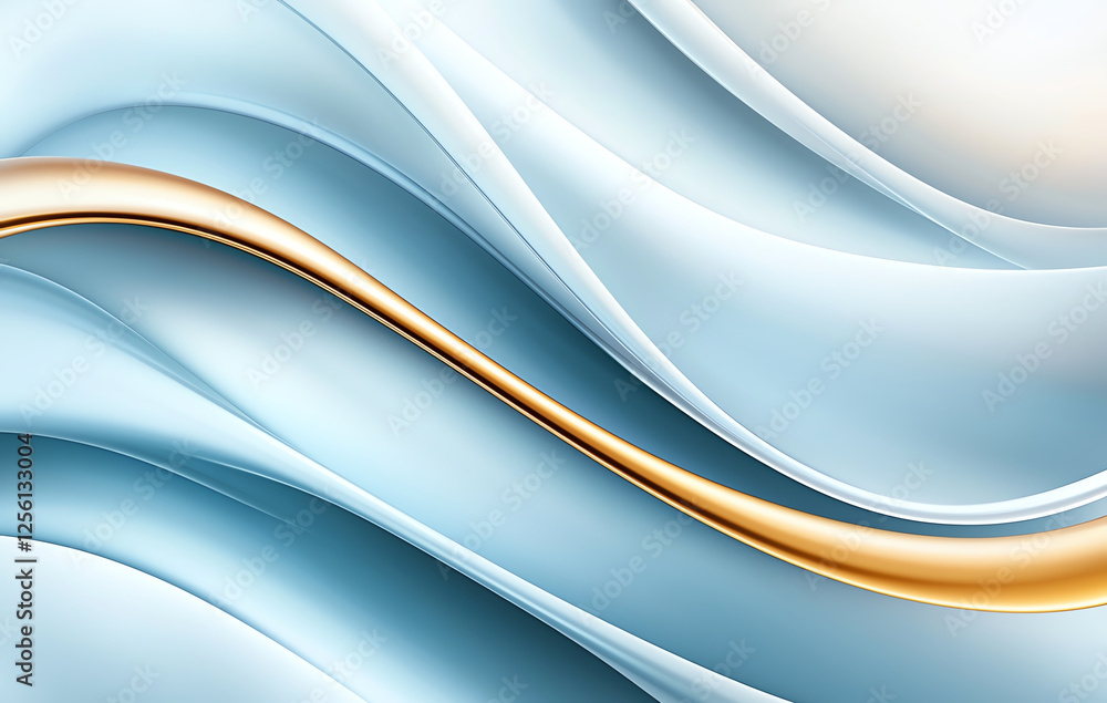 Aufkleber abstract background with blue and white waves and gold swirl, creating smooth and elegant design. pe