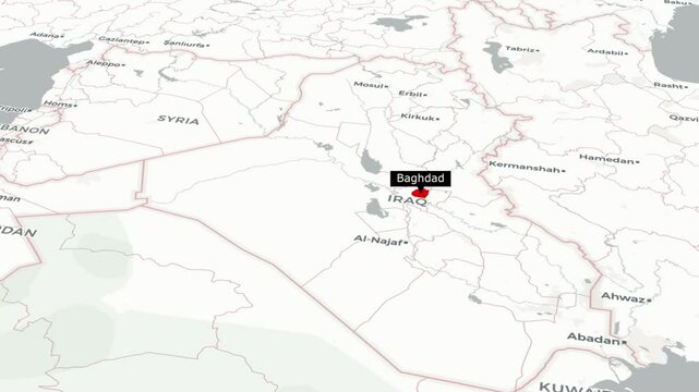 Baghdad Map Animation Exploring Key Locations and Landmarks of Iraq's Capital City