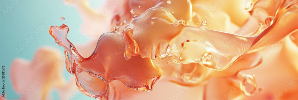 Poster flowing organic shapes with smooth color transitions create serene movement in bright background