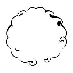 Frame:
surrounde by a border of cloud-like swirls.