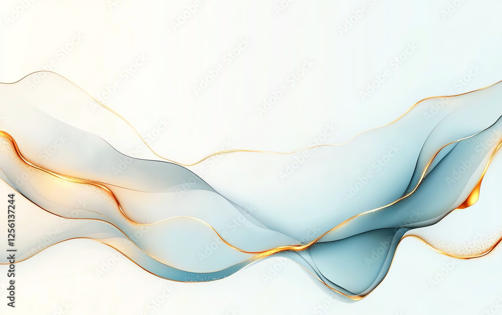 Poster abstract background with fluid wave like shapes in soft colors, creating serene and elegant atmosphe