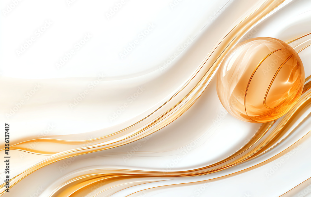 Aufkleber abstract background with golden swirls and translucent sphere, creating sense of elegance and fluidi