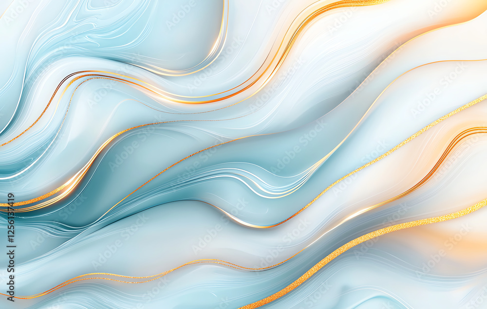 Aufkleber abstract background with flowing blue and golden swirls, creating serene and elegant atmosphere. smo