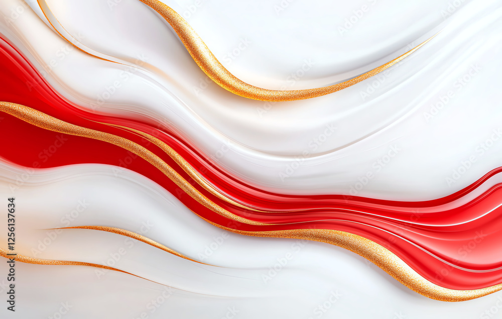 Aufkleber abstract background with red, white, and gold swirls creating dynamic flow. smooth curves evoke sens
