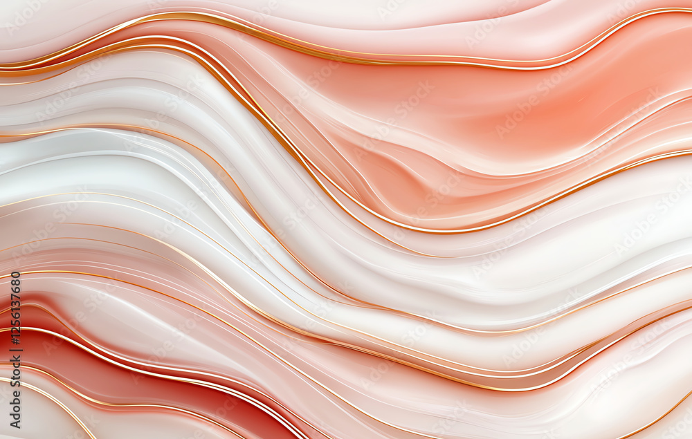 Poster abstract background with flowing red, white, and gold waves creating smooth and elegant design. this