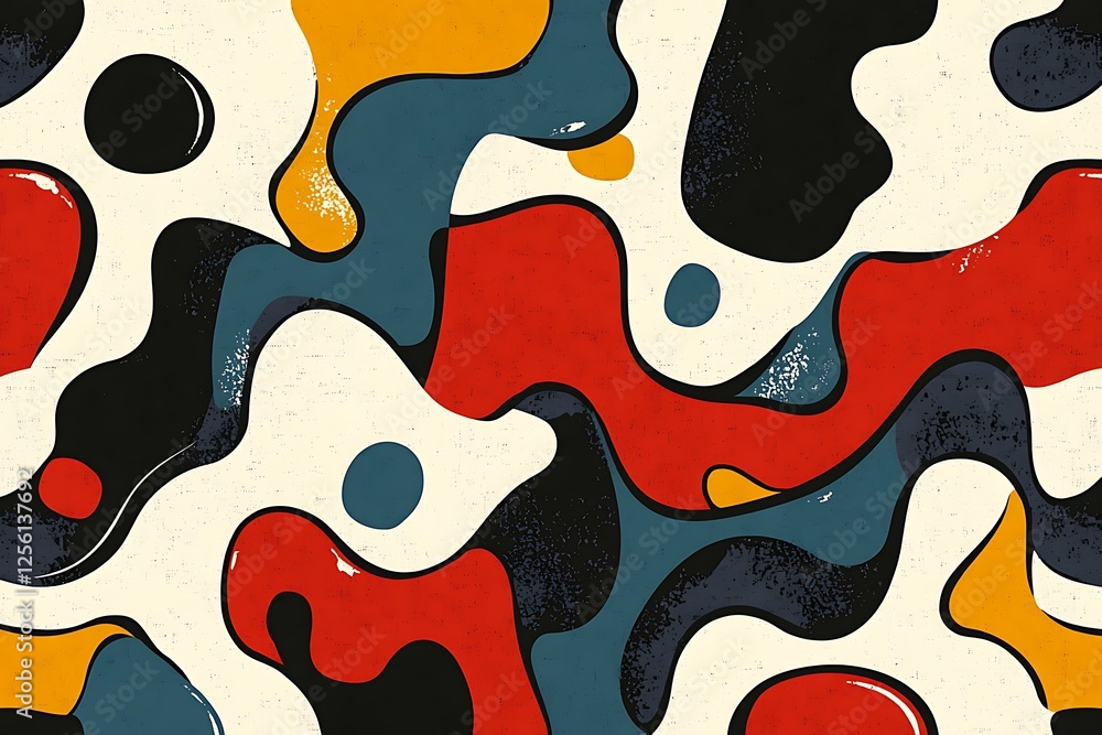 Aufkleber abstract colorful wavy shapes pattern on textured background.