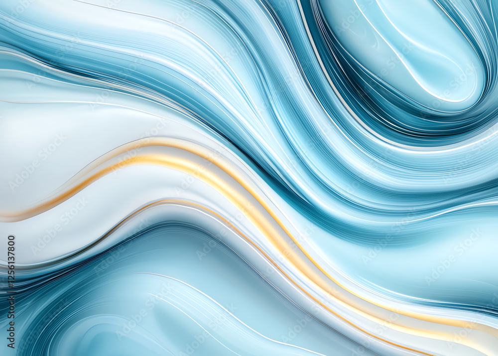 Poster Abstract background with swirling patterns in blue and white tones, featuring smooth curves and flowing lines that create sense of movement and tranquility