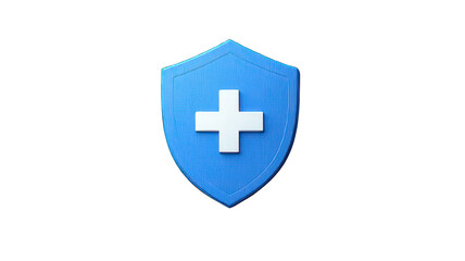 Obraz premium Blue shield icon with a white cross symbolizing protection and security in a digital context