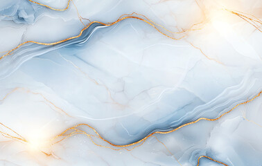 Fototapeta premium Elegant blue and gold marble texture background with flowing patterns, creating serene and luxurious atmosphere. Perfect for design projects and wallpapers