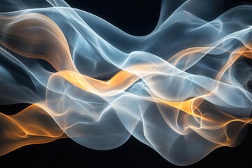 Fototapeta premium dynamic fluid abstract composition with intersecting curved lines in gradient colors, creating a sense of motion and depth against dark background