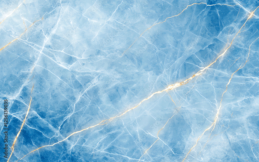 Poster abstract blue marble texture background with golden veins, creating serene and elegant appearance. i