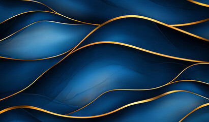 Abstract blue marble background with elegant golden waves, creating luxurious and modern aesthetic. Perfect for design projects and digital art