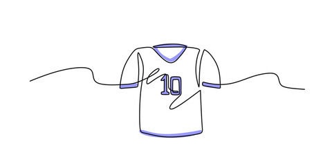 Obraz premium Sports apparel in continuous line drawing. Minimalist design representing athletic clothing for training, gym, and outdoor activities.