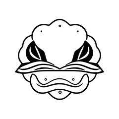 Ornamental Floral Design: A Simple and Bold Black and White Design, with a minimalistic style.