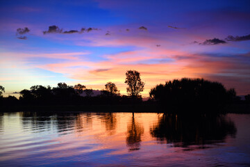 spectacularly and colorful sunset at Yellow Waters Billabong, Kakadu National Park, Northern Territory, Australia © hnphotography