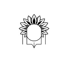 Minimalist Sunflower, a Clean, Abstract Graphic, Monochromatic, in a line drawing style.