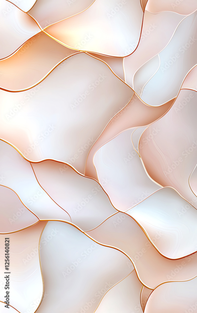 Poster elegant abstract marble texture background with soft curves and golden accents, creating soothing an