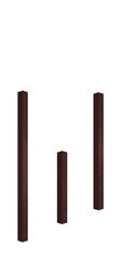 Vertical metal beams painted with brown paint. On isolated transparent background.