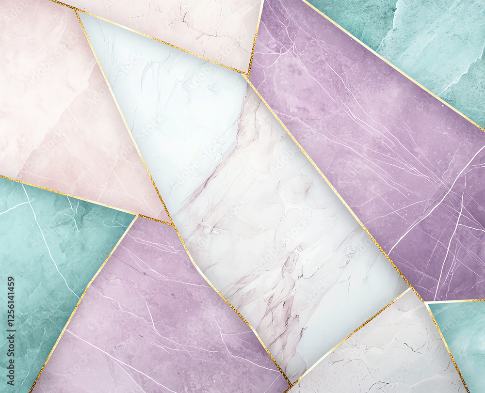 Poster abstract marble texture background with pastel colors and golden lines. this elegant design features