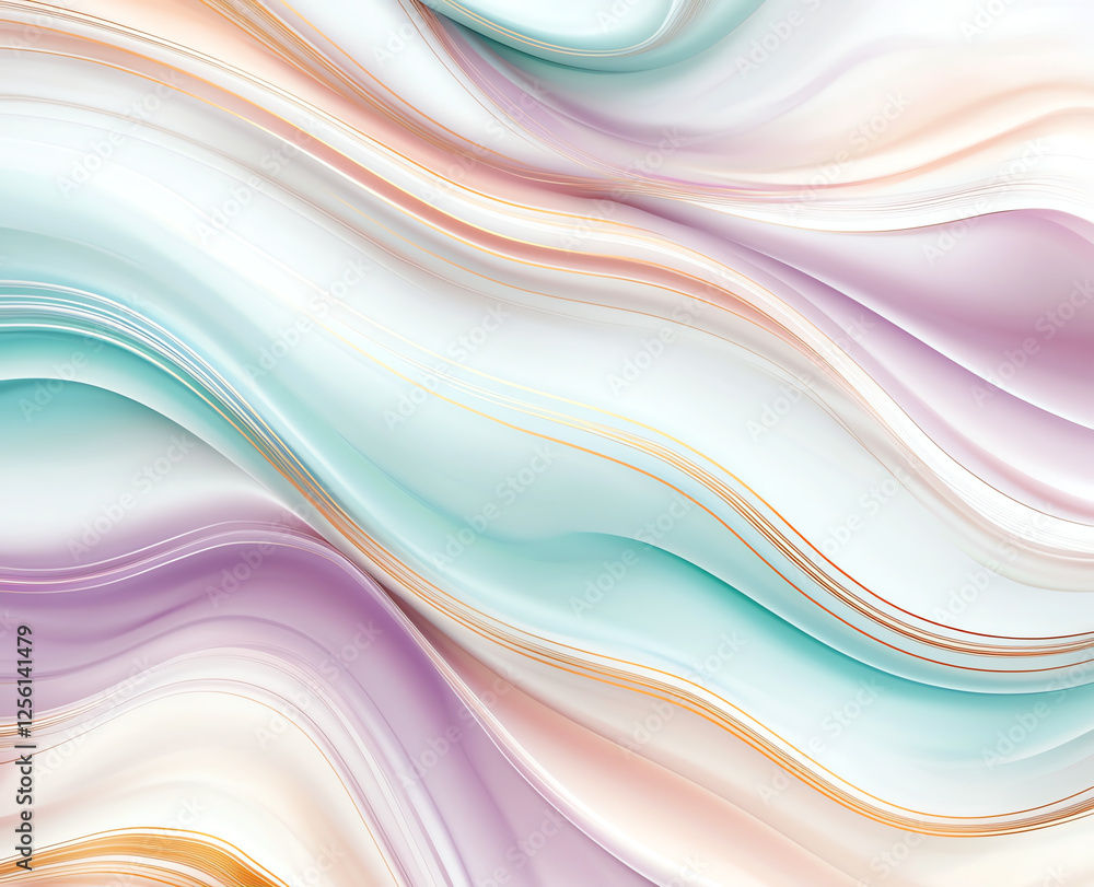 Poster abstract marble texture background with flowing pastel colors and golden lines creates serene and el