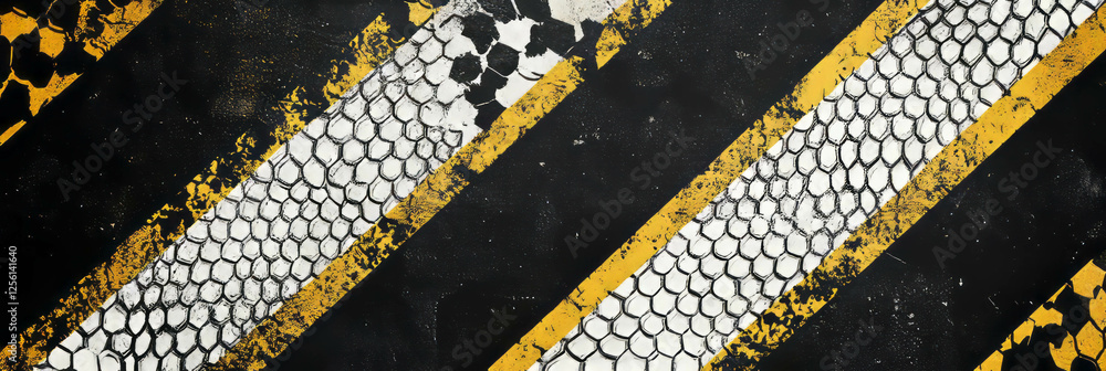 Poster hand-drawn snake skin pattern with bold stripes on a bright background for striking visuals