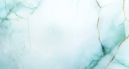 Fototapeta premium Abstract marble texture with soft turquoise and gold veins, creating serene and elegant background. Ideal for design projects and artistic expressions