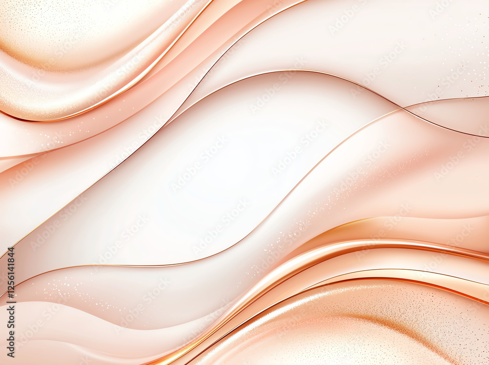 Poster elegant abstract background with soft waves in peach and cream colors, creating soothing and modern 