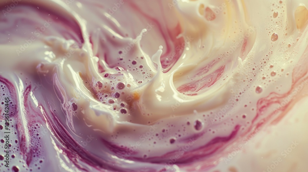 Poster swirling colorful creamy abstract texture with bubbles and foam
