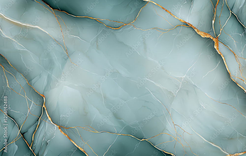 Poster abstract teal and green marble texture with golden veins, creating luxurious and elegant background.