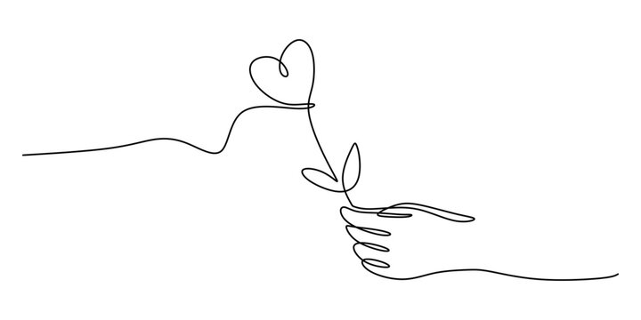 Continuous One line drawing of Love. A universal symbol of affection and love.