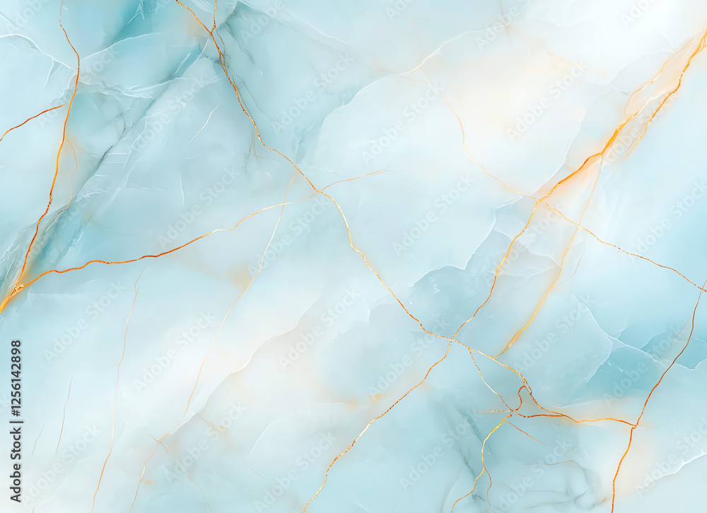 Poster abstract teal and white marble texture with gold veins, creating serene and elegant background. perf