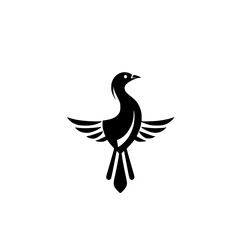 Simple black and white bird logo, symmetrical design, minimalist style.