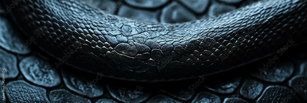 Poster hand-drawn snake skin art with intricate patterns and realistic depth on a bright banner background