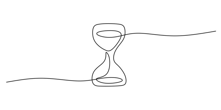 Continuous One line drawing of Hourglass. Representing the classic symbol of time with two bulbs and a connecting line.