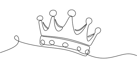 Continuous One line drawing of Crown. Representing monarchy with a basic crown shape. © berkahlineart