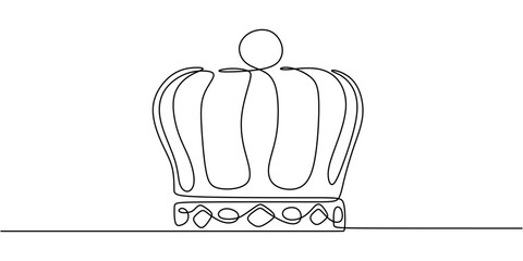 Continuous One line drawing of Crown. Symbolizing royalty with a simple crown design. © berkahlineart